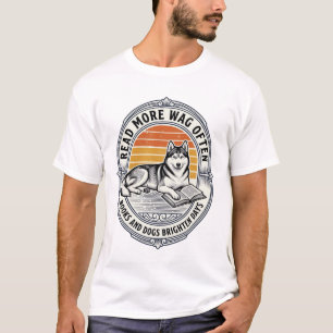 T-shirt Chemise pour amoureux de livres de chiens Gravure