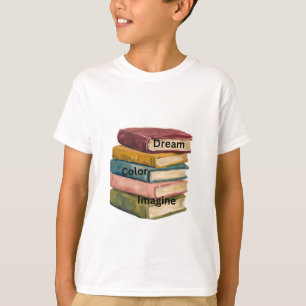 T-shirt Chemise pour enfants "Livres empilés 'Rêver, Color