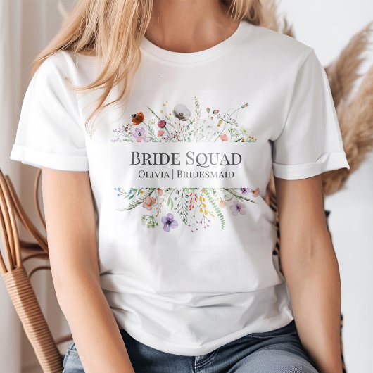 T-shirt Chemise pour groupe de mariées avec prairie de fle