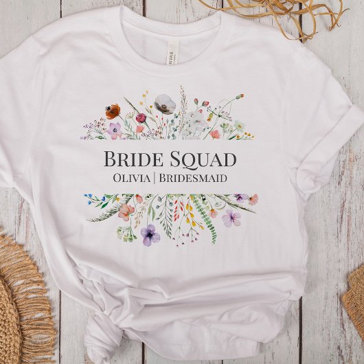 T-shirt Chemise pour l'équipe de la mariée avec prairie fl