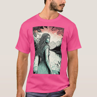 T-shirt Chemise Psychedelique Femme et Lac