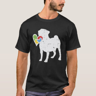 T-shirt Chemise Pug Coeur Autisme Sensibilisation Amoureux