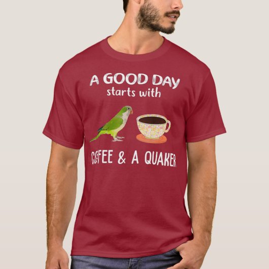 T-shirt Chemise Quaker Vert Bonne Journée Avec Coffee Quak (Devant)