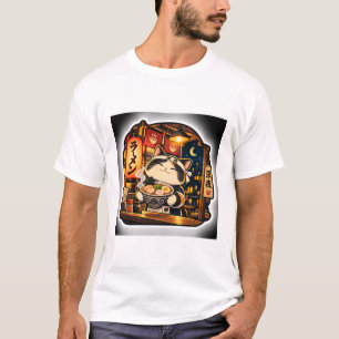 T-shirt Chemise Ramen Night Cat Art Rétro Nouilles Japon