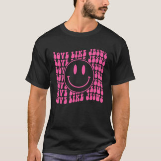 T-shirt Chemise Rétro Amour Comme Jésus Visage Heureux Est