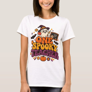 T-shirt Chemise Rétro One Spooky Teacher Groovy Halloween
