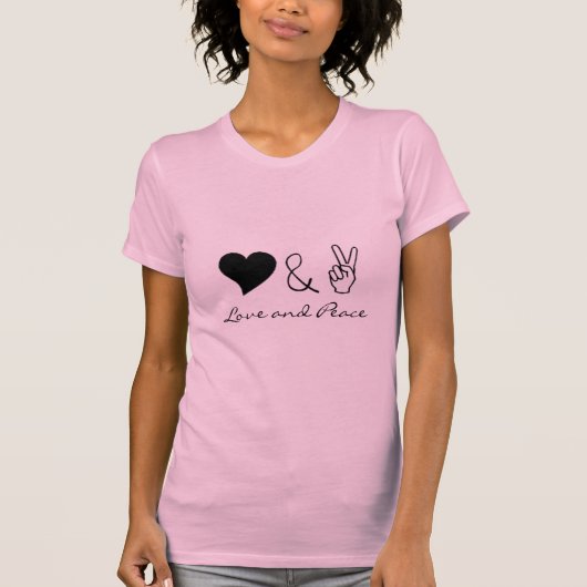 T-shirt Chemise rose de paix et d'amour (Devant)