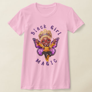 T-shirt Chemise rose papillon fée Black Girl Magic