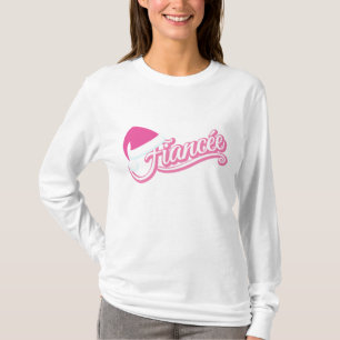 T-shirt Chemise rose Santa Hat Fiancée à manches longues T