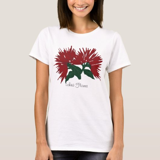 T-shirt Chemise rouge de fleur de Lehua (Devant)