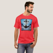 T-shirt Chemise rouge Nautical Blue Seashore (Devant entier)