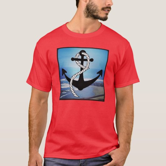 T-shirt Chemise rouge Nautical Blue Seashore (Devant)