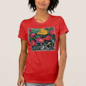 T-shirt Chemise rouge Roses rouges Roses rouges (Devant)