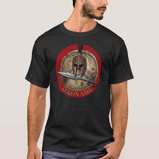 T-shirt Chemise rouge spartiate de backg de Molon Labe de (Devant)