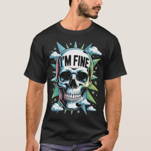 T-shirt Chemise Sarcastique Crâne Je vais Bien Vibrant Psy