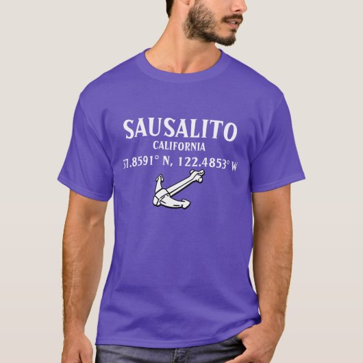 T-shirt Chemise Sausalito Latitude & Longitude avec Ancre (Devant)