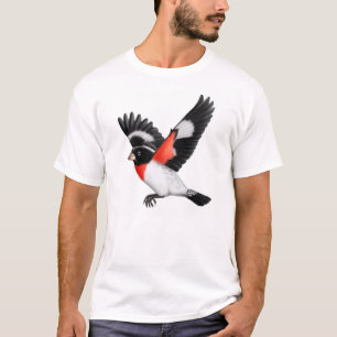 T-shirt Chemise sauvage d'oiseau de gros-bec rose de