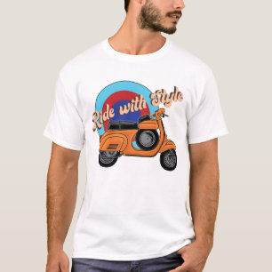 T-shirt Chemise scooter italienne   Ride de style vintage