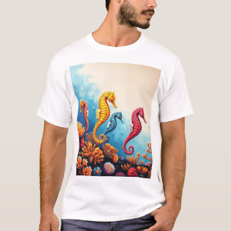 T-shirt "Chemise Seahorse Family : Ocean Serenity Design"