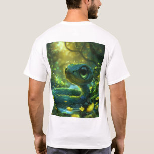 T-shirt Chemise serpent bleu vert bleu avec gros yeux