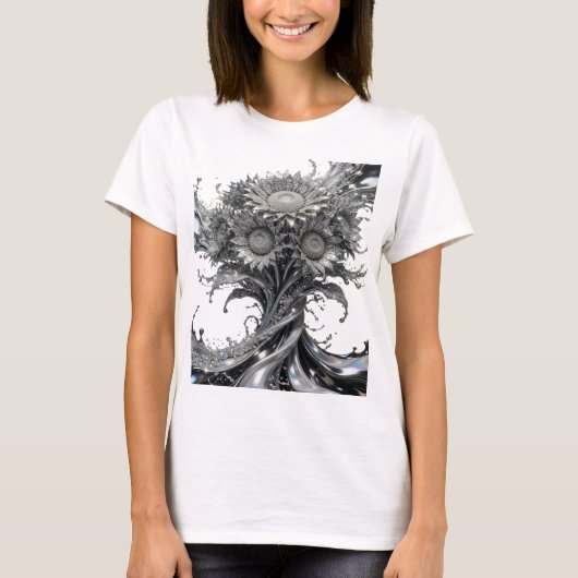 T-shirt Chemise Sharp Silver WATER FLOWERS Design (Devant)