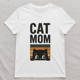 T-shirt Chemise Simple Maman Chat Gras; Chat Rétro Drôle q