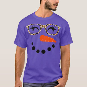 T-shirt Chemise Snowman pour femmes cils Léopard lunettes