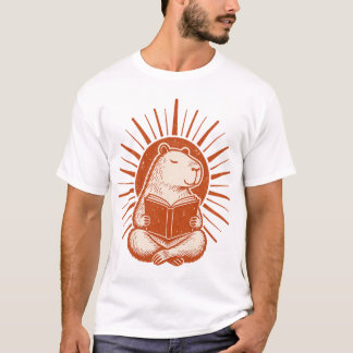 T-shirt Chemise soleil Capybara Vintage Rétro lisant un li
