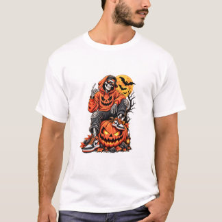 T-shirt chemise squelette halloween citrouille