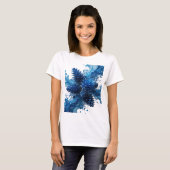 T-shirt Chemise Statement Silver BLUE FLORAL SPLASH Design (Devant entier)