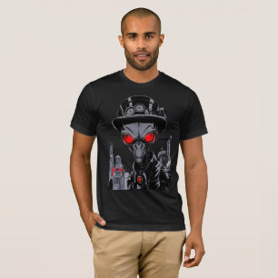T-shirt Chemise Steampunk Alien Gentleman Yeux Rouges Sci-