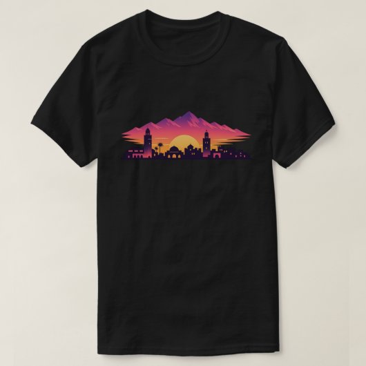 T-shirt Chemise Sunset Moroccan Skyline (Design devant)