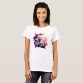 T-shirt Chemise T Acrylique Cute Flower Cat (Devant entier)