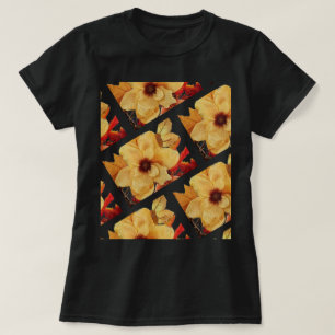 T-shirt Chemise T Florale Jaune brillante et jolie