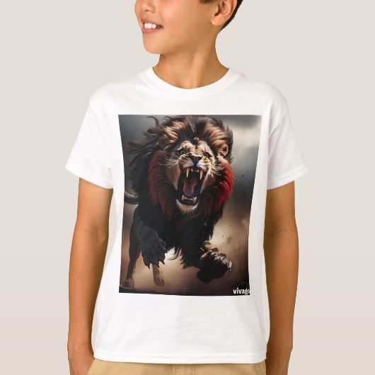 T-shirt Chemise T Lion Noir & Rouge (Devant)