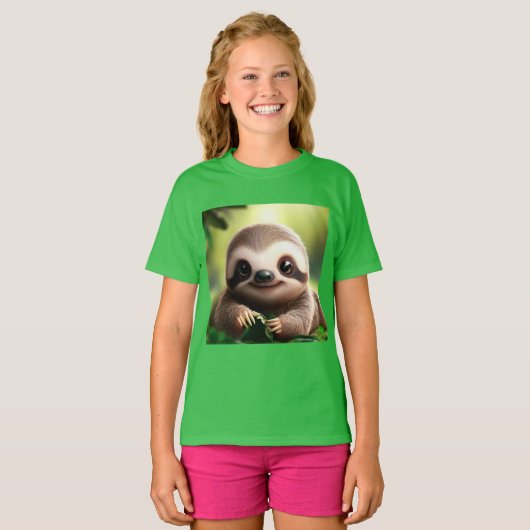 T-shirt Chemise T Mignonne Sloth - Mignonnes Chemises Anim (Devant entier)