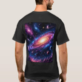T-shirt Chemise t noire design spatial devant et dos (Dos)