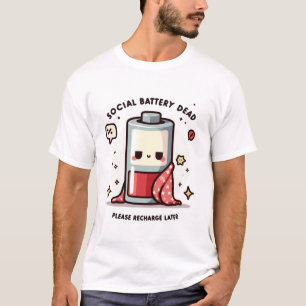 T-shirt Chemise T Shirt Drôle Introverti Batterie Sociale