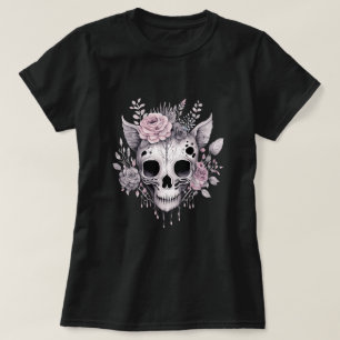T-shirt Chemise T Shirt Florale Crâne Gothique Mignonne et