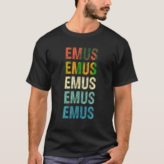 T-shirt Chemise T Vintage Emus Retro (Devant)