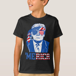 T-shirt Chemise Trump Merica Trump Lunettes Drapeau améric