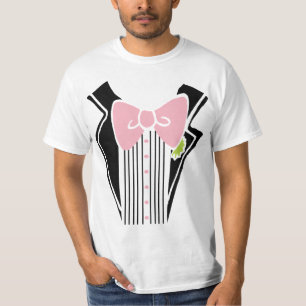 T-shirt Chemise Tuxedo - Cravate rose