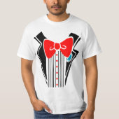 T-shirt Chemise Tuxedo - Cravate rouge (Devant)