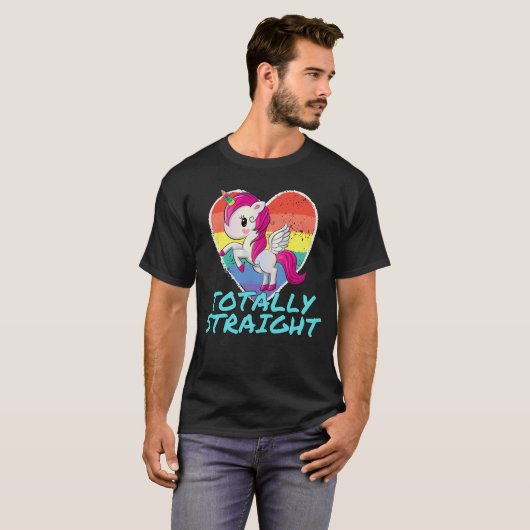 T-shirt Chemise Unicorne Totalement Droite - Drôle Design (Devant entier)