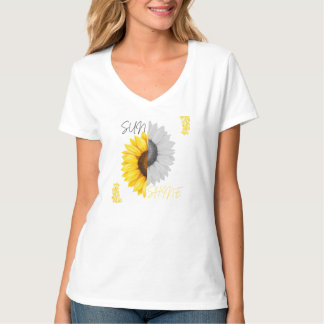 T-shirt Chemise V-Neck Imprimée Tournesol pour Femmes |