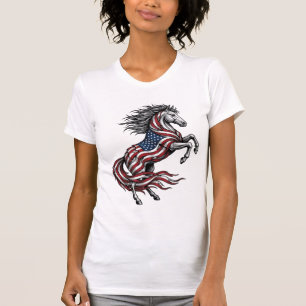 T-shirt Chemise vectorielle de cheval cabré patriotique vi