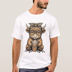 T-shirt Chemise vectorielle vintage de café de vache des H