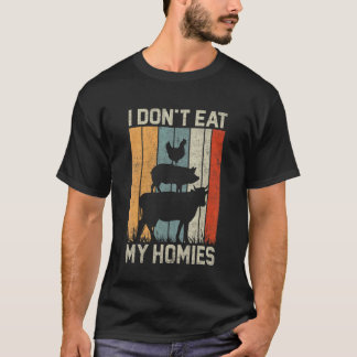 T-shirt Chemise Végane Drôle Je Ne Mange Pas Mes Potes Vég