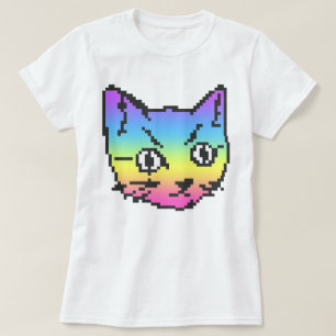 T-SHIRT CHEMISE VIDEO KITTY CAT PIXEL ART