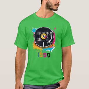 T-shirt Chemise vintage 1990 vinyle DJ couleur rétro